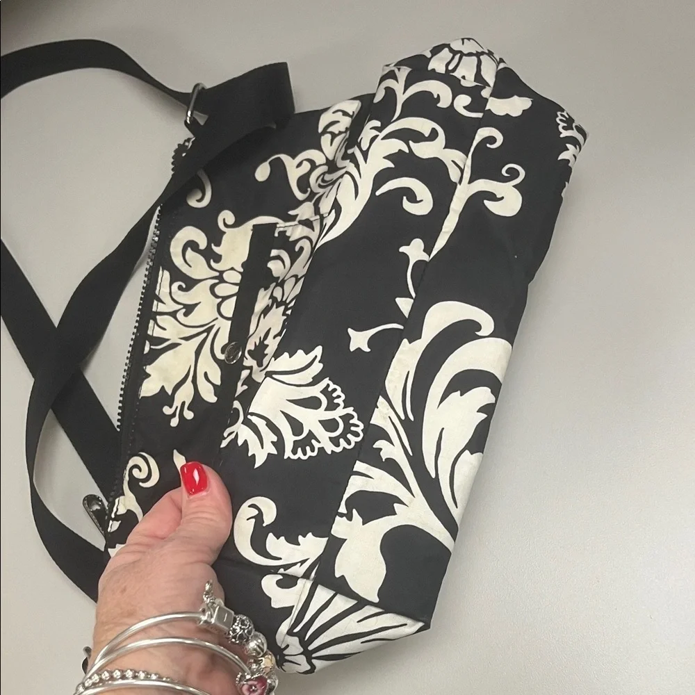 Brighton Nylon Black and White Patterned Shoulder / Crossbody Bag
